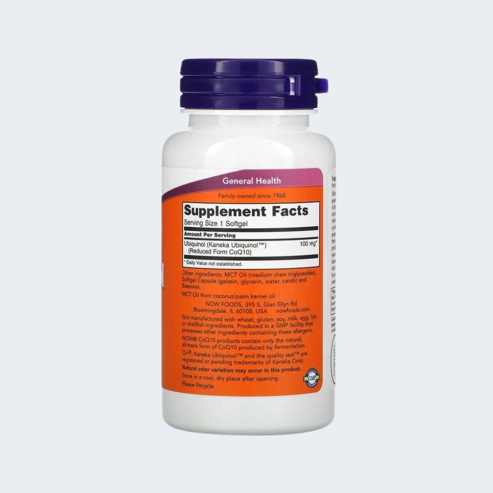 COENZIMA Q10 UBIQUINOL KANEKA - 100mg, 60 Softgels - NOW - Imagem 2