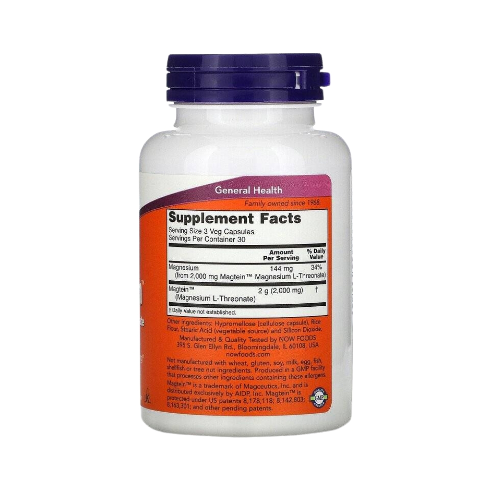 MAGTEIN NEURO MAGNÉSIO L TREONATO - 90 CÁPSULAS - Now Foods - Imagem 2