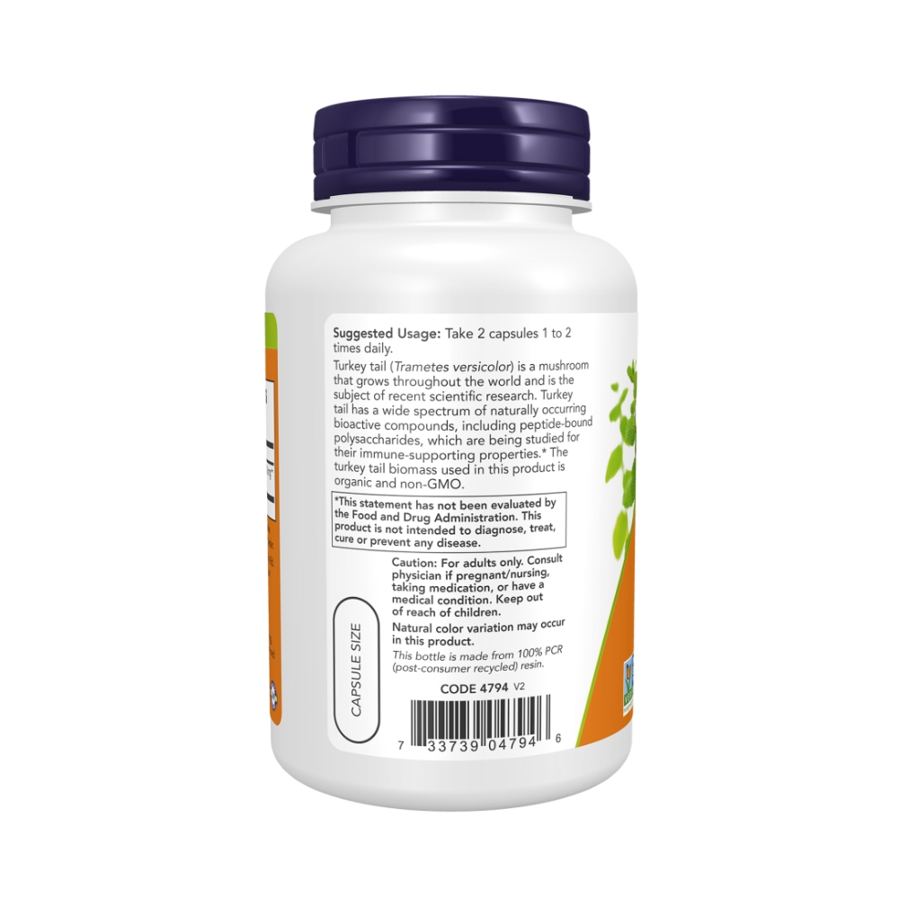 Turkey Tail Cogumelo Cauda de Peru - 500mg 90 Capsulas - NOW - Imagem 2