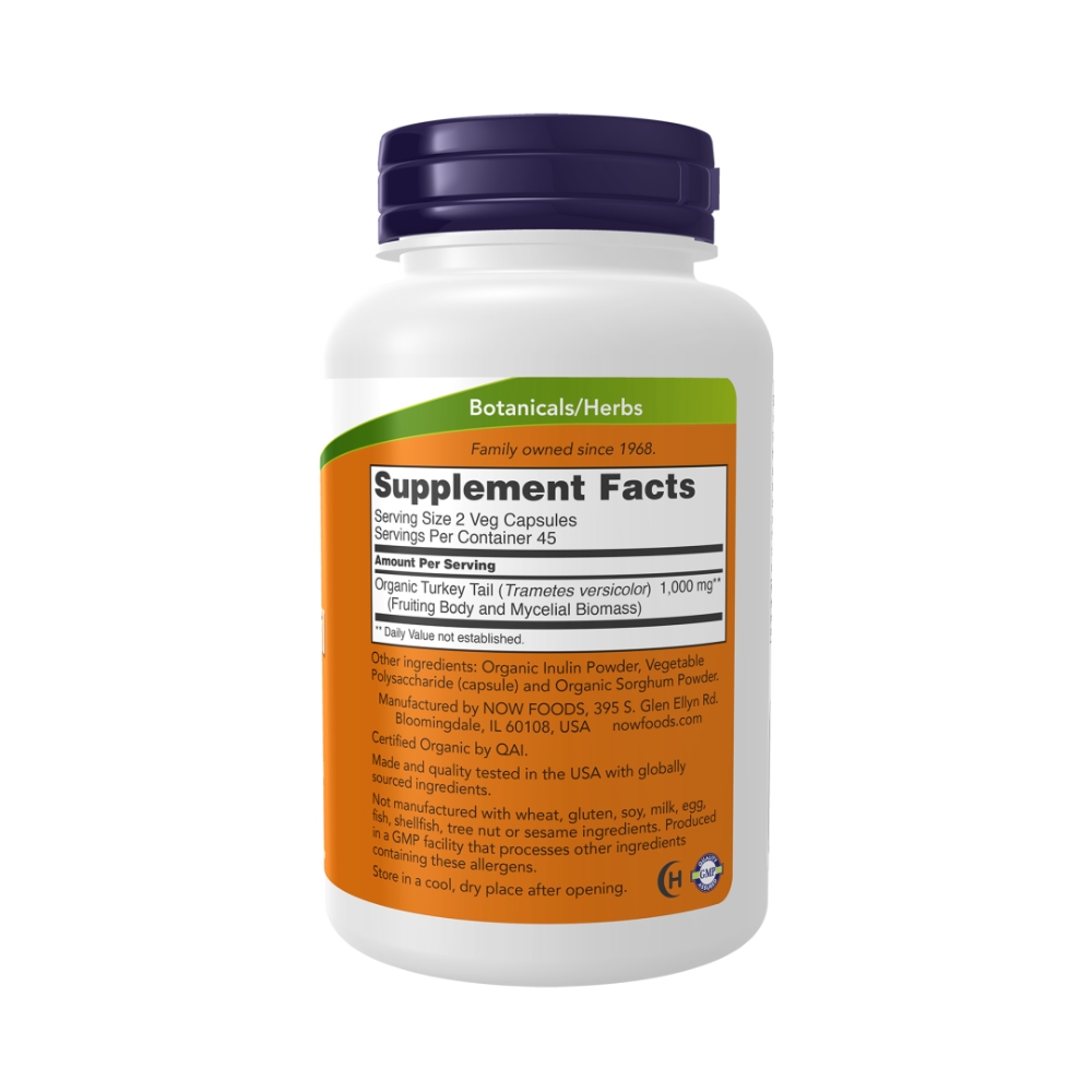 Turkey Tail Cogumelo Cauda de Peru - 500mg 90 Capsulas - NOW - Imagem 3